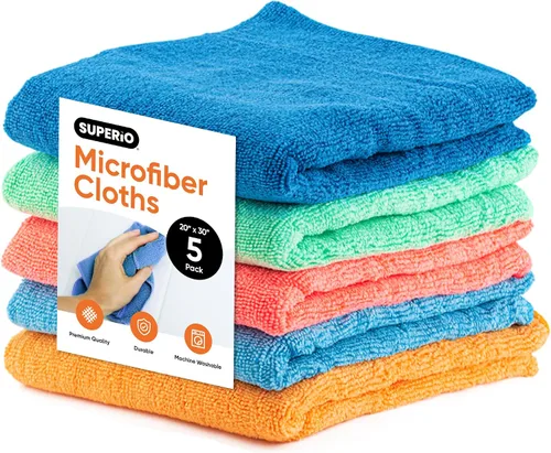 Vista 4 de Superio Toalla de microfibra para escobilla de goma extra grande de 20 x 30 pulgadas, paño de microfibra para limpiar casa, cocina, baño, libre