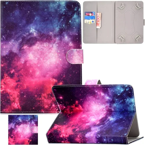 Vista 12 de Funda universal para tablet de 7.0 pulgadas, piel sintética, con soporte de visión multiángulo, ranuras para tarjetas para Samsung Galaxy Tab A 7.0