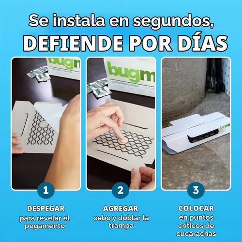 Vista 4 de BugMD Trampa para Cucarachas de Interior y Mata Cucarachas - Trampa Pegajosa para Insectos, Arañas y Grillos para el Hogar - Trampas de Pegamento