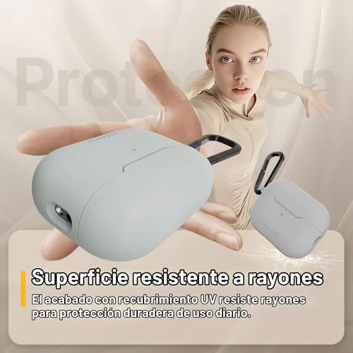Vista 3 de MAGEASY Skin AirPods Pro 2 - Funda con bloqueo y clip de mosquetón, protección a prueba de golpes de TPU para Apple AirPod Pro de 1ª y 2ª Negro