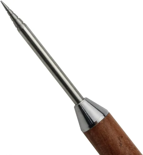 Vista 3 de Pluma artística de café de acero inoxidable para café con puntada de lujo, herramienta de barista, aguja de café con mango de madera, aguja de café