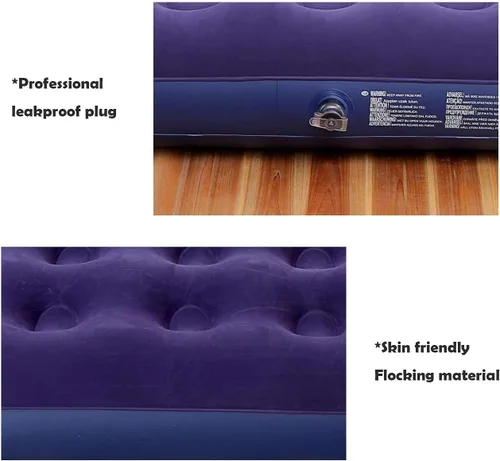 Vista 3 de Colchón de aire tamaño Queen para acampar, cama inflable con bomba y almohadas para habitación