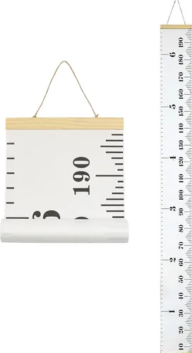 Vista 15 de Tabla de crecimiento para niños, marco de madera, lienzo de tela, regla de medición de altura de bebé a adulto para decoración de habitación