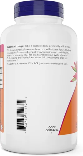 Vista 7 de Now Choline & Inositol, 180 Cápsulas Vegetarianas