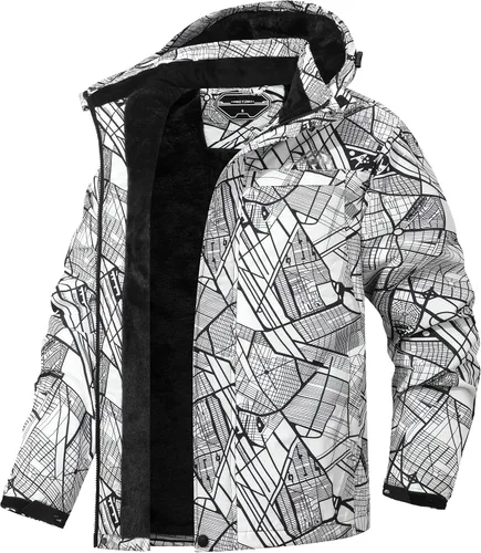 Vista 11 de Chaqueta de esquí impermeable para hombre, abrigo de invierno cálido con capucha, rompevientos, montaña, nieve