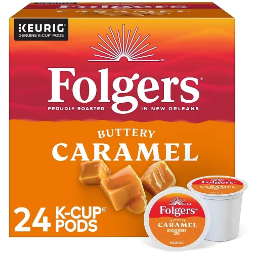 Vista 28 de Folgers Café con sabor artificial a caramelo mantecoso, cápsulas Keurig K-Cup, caja de 10