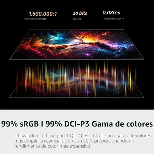 Vista 2 de INNOCN 27" QD-OLED 2K QHD 2560 x 1440P 280Hz 240Hz PC Monitor de consola de juegos, 0.03ms, HDR400, HDMI, DisplayPort, altavoz incorporado, soporte
