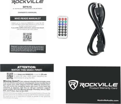 Vista 9 de Rockville BPA15 800 W pico/200 W RMS alimentado por altavoz PA de 15 pulgadas, Bluetooth, USB/SD, radio FM, ecualizador de 2 bandas, control remoto