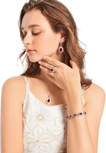 Vista 5 de ZCGJWE Fashion Jewelry Sets for Women GirlPlatinum PlatedGold PlatedRose Gold PlatedGun Black Plated Earrings Pendants Adjustable Rings Bracelets