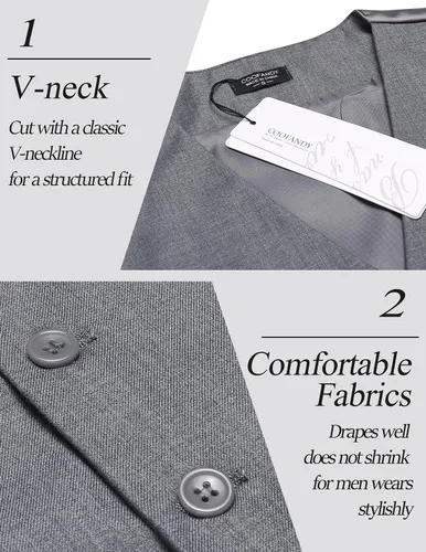 Vista 4 de Coofandy chaleco para traje o esmoquin con 5 botones, para hombre.