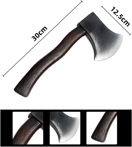 Vista 2 de Dzrige Hacha de Halloween Prop PU Foam Axe divertido hacha de hacha de juguete conjunto para fiesta de disfraces de Halloween