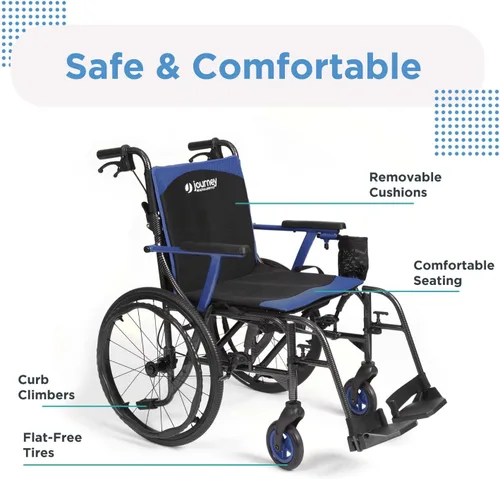 Vista 5 de Journey SoLite C2 Silla de ruedas ultraligera para adultos y personas mayores - Silla manual portátil plegable de 250 libras de capacidad - Marco