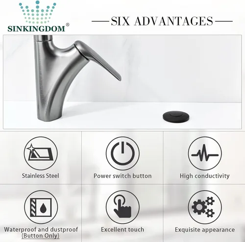 Vista 6 de Kit de interruptor de aire para triturador de basura con botón de acero inoxidable, negro mate