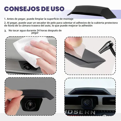 Vista 6 de Protector de lluvia para cámara de respaldo de automóvil, cámara de respaldo más ancha y larga para proteger la lluvia del automóvil, para bloquear