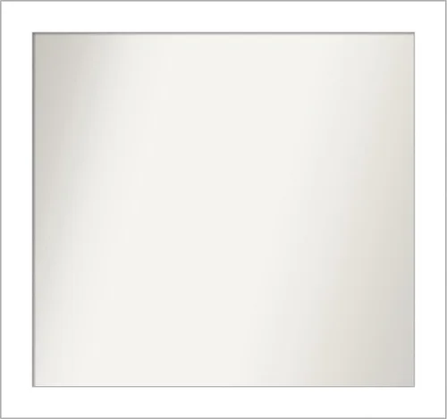 Vista 395 de Amanti Art Espejo de baño blanco para sobre el fregadero, 24 x 26 pulgadas, espejo rectangular blanco y blanco, marco de madera contemporáneo