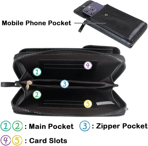 Vista 5 de Bolso cruzado pequeño para teléfono celular con ranuras para tarjetas de crédito para mujer