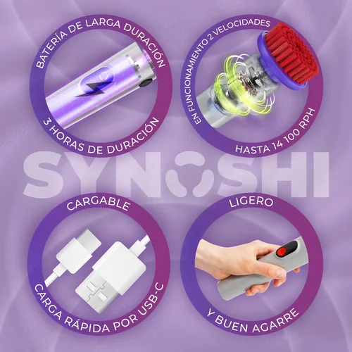 Vista 5 de SYNOSHI PRO Estropajo Eléctrico Giratorio, Cepillo de Limpieza Inalámbrico para Baño. Cepillo de Ducha Impermeable con Ángulos Ajustables, 2