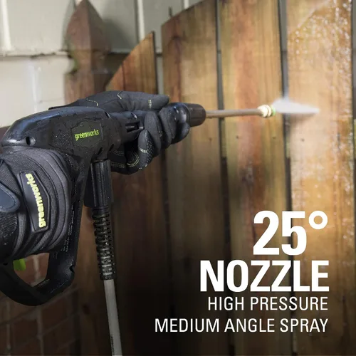 Vista 7 de Greenworks - Lavadora eléctrica de 2000 PSI (1.1 GPM máximo) (25°, 40°, boquilla de jabón) para uso en cubiertas, vallas, patios de hormigón, aceras