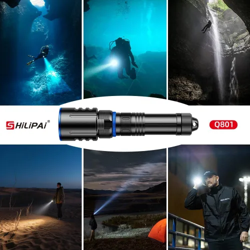 Vista 6 de Linterna de buceo recargable, luz LED de 1000 lúmenes con carga USB-C 1000 lumen underwater LED flashlight with USB-C, aluminum body and