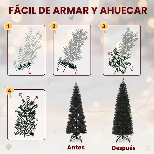 Vista 5 de DWVO Árbol de Navidad preiluminado de 7.5 pies con 350 LED de doble color Negro
