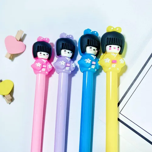 Vista 5 de Juego de bolígrafos de gel a la moda, lindo color caramelo, colorido, tinta de gel, bolígrafos kawaii encantadores dibujos animados japonesas