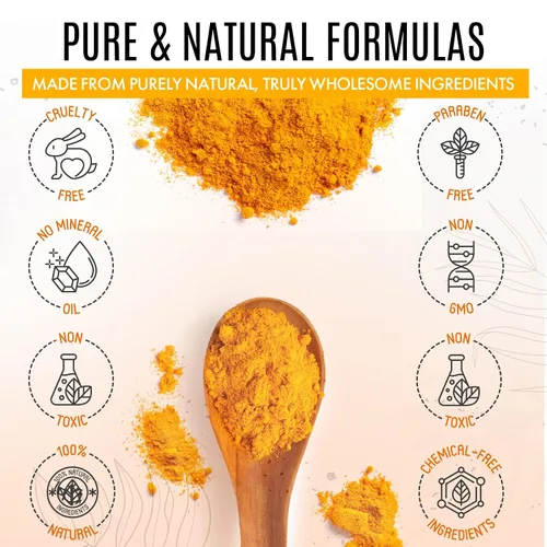 Vista 6 de Suero de cúrcuma para rostro y cuerpo – Suero iluminador de piel natural para manchas – Reparación facial de cúrcuma limpia la piel, combate el acné