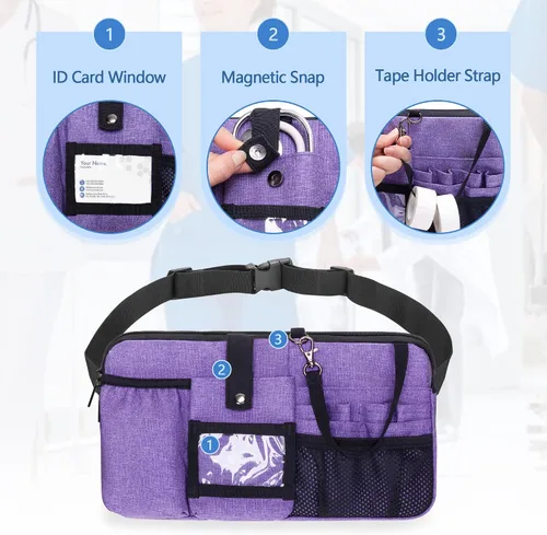 Vista 4 de Trunab Riñonera para enfermera, cinturón organizador de enfermería con correa de cintura ajustable, bolsa de cintura para suministros médicos