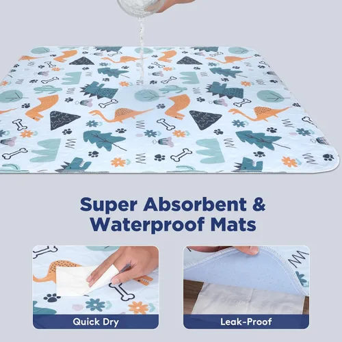 Vista 2 de Almohadillas lavables para orina para perros, 2 paquetes pequeños de 18"x24", almohadillas reutilizables súper absorbentes para cachorros
