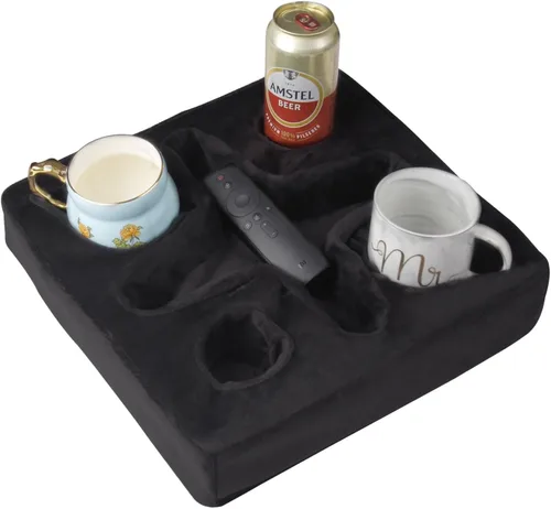 Vista 8 de Almohada para sofá y cama, bandeja de refrigerio de sofá para bebidas/control remoto/soporte para aperitivos (beige)