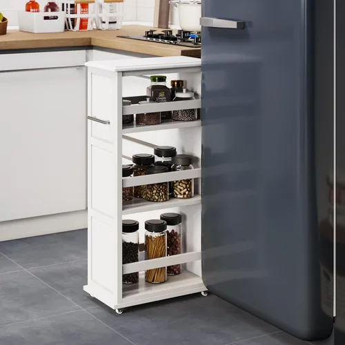 Vista 13 de Lavish Home Carrito de almacenamiento delgado de 3 niveles, carrito rodante estrecho de 16.7 x 9 pulgadas con asa y ruedas para baño, lavandería