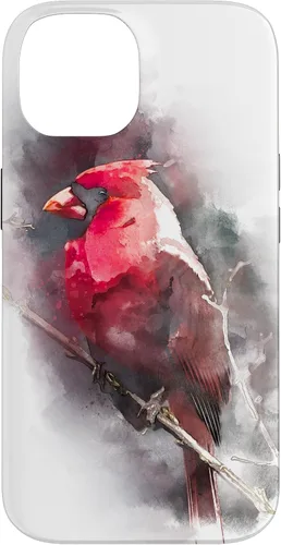 Vista 4 de Beautiful Watercolor Red Cardinal Bird Watching Animal Gift Case for iPhone 17