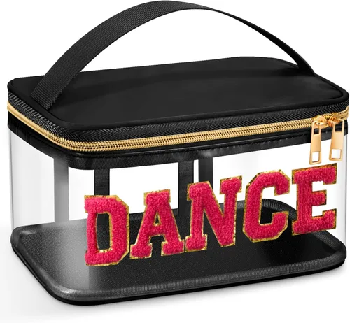 Vista 19 de Geetery Bolsa de Letras de Chenilla, Estuches de Viaje Meds Cheer Regalos para Porristas Bolsa de Cosméticos Maquillaje de Nylon Portátil Preppy