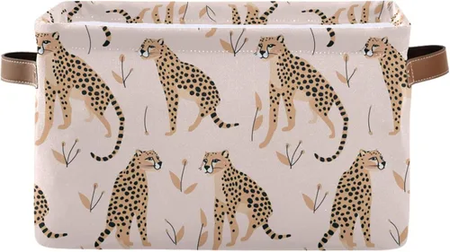 Vista 11 de Bolaz Cesta de almacenamiento grande con diseño de leopardo y arcoíris, plegable, con asas, para dormitorio, hogar, oficina Multi 1