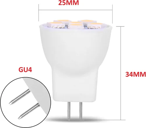 Vista 2 de Bombilla LED MR8 de repuesto para mini lámparas halógenas empotrables de 12 voltios, 1 pulgada de diámetro, GU4, RV, barco, cámper, yate, tren