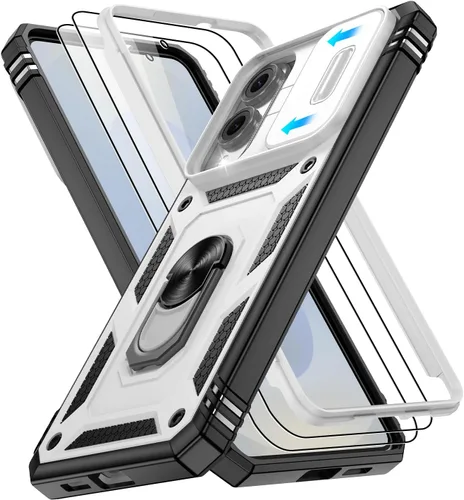Vista 57 de Gritup Funda para Google Pixel 6 con cubierta deslizante para cámara y protector de pantalla (2 unidades), soporte de anillo giratorio 360°, funda