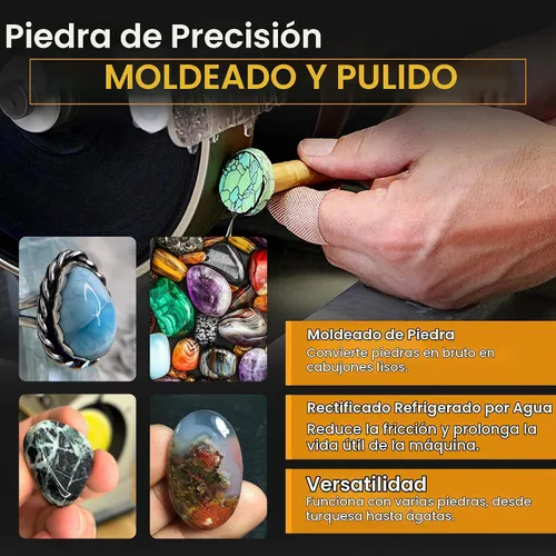 Vista 7 de Máquina de cabujón CabKing Equipo Lapidario – Máquina de pulido de joyas de 8" para molienda de gemas y pulido de piedras, incluye ruedas