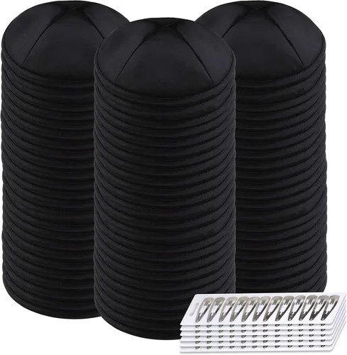 Vista 65 de Zion Judaica Deluxe Satin Kippah Yarmulkes para niños, adolescentes y adultos, 6.25 pulgadas, opciones multicolores, diseño de 4 paneles Negro