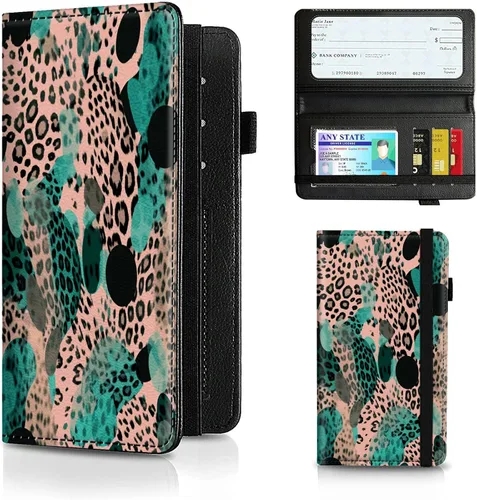 Vista 48 de Funda para chequera para hombres y mujeres, cartera de cuero RFID con ranuras para tarjetas de crédito, soporte de cheques duplicados personales