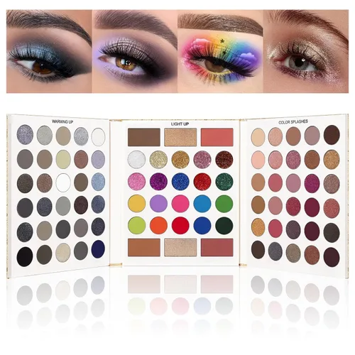 Vista 9 de UCANBE Paleta de sombra de ojos desnudos de 60 colores, paleta de maquillaje de desnudos neutros cálidos, brillo mate natural, sombras de ojos
