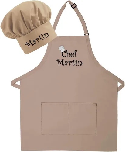 Vista 18 de Delantal y sombrero bordados personalizados para adultos, hechos en los Estados Unidos, para hombres, mujeres, día del padre, cocina, barbacoa