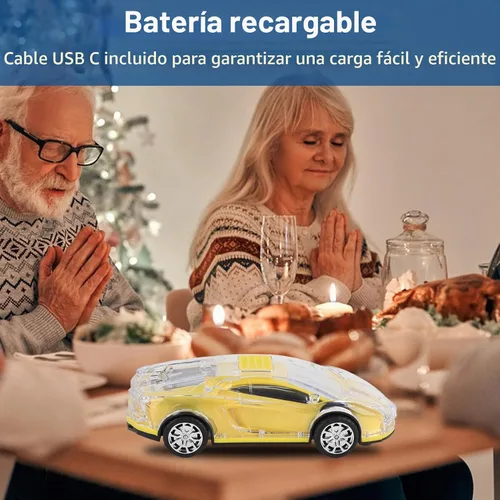 Vista 5 de Yoidesu Altavoz Bluetooth para coche, estilo retro con luces LED, 8.7 pulgadas USB recargable, amarillo