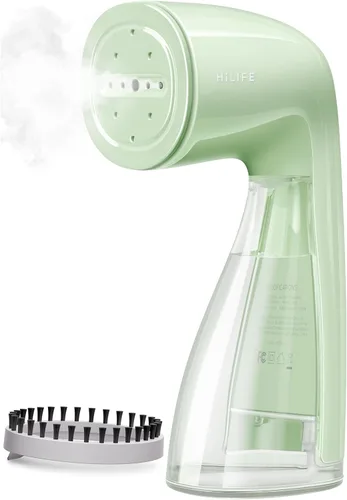 Vista 2 de HiLIFE Vaporizador para ropa, diseño portátil de mano, gran capacidad de 8.1 fl oz, 700 W, fuerte vapor penetrante, elimina las arrugas