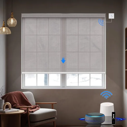 Vista 18 de Persiana enrollable motorizada de filtrado de luz funciona con HomeKit, Alexa, Google, persianas inteligentes 50% opacas para ventanas con motor
