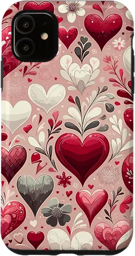 Vista 7 de Funda romántica para iPhone 11 Pro Max con corazones encantadores para el día de San Valentín