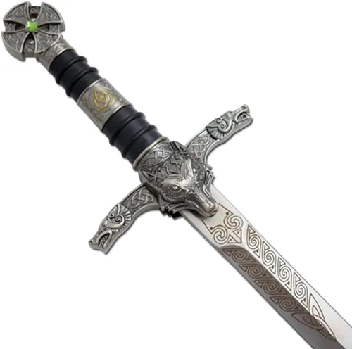 Vista 8 de Cuchillo de caza de diseño histórico del lobo medieval del ojo de la serpiente con la vaina