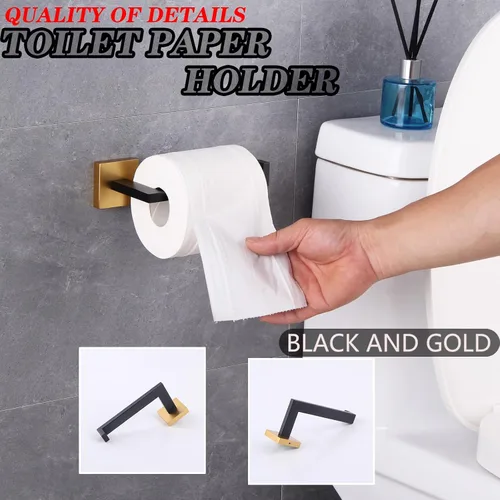 Vista 5 de GERZWY Soporte de papel higiénico de baño Dispensador de papel higiénico de acero inoxidable Soporte de rollo de pañuelos Soporte de pared