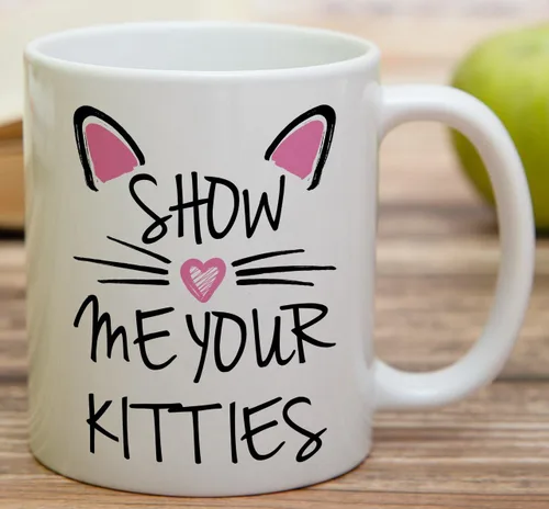 Vista 3 de Retreez - Taza Graciosa Show Me Your Kitties Amantes de Gatos, 325 ml, Tazas de Café de Cerámica, Divertidas, Sarcasmo, Sarcasticas, Regalos