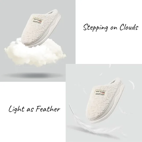 Vista 3 de Kiemorgy Pantuflas para mujeres y hombres, pantuflas peludas para el dormitorio, para mujeres y hombres, forro de felpa, pantuflas de espuma