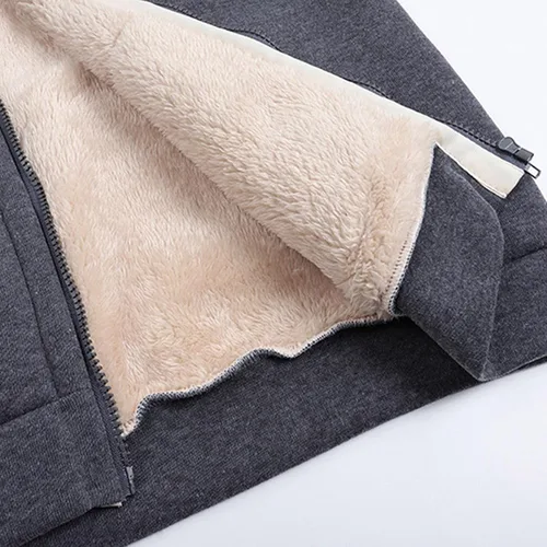 Vista 4 de Sudaderas con capucha para mujer, con forro de sherpa, con cremallera completa, talla grande, casual, holgada, con bolsillos