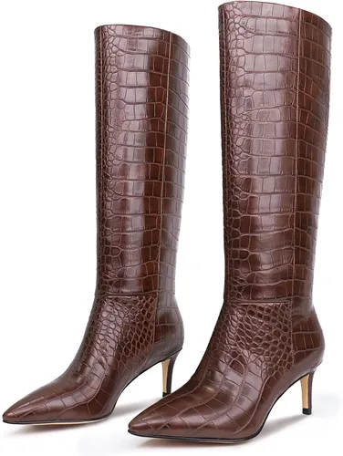 Vista 15 de wetkiss Botas altas hasta la rodilla para mujer, con tacón de gatito y diseño de punta puntiaguda, clásicas y sexys
